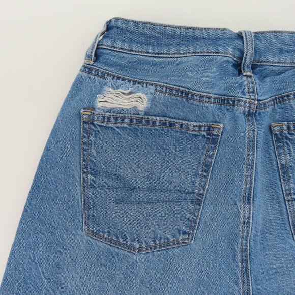 American Eagle Women 4 Highest Rise Mom Short Blue Denim Jean Distressed Cotton - Picture 6 of 14